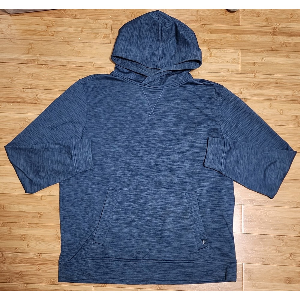 prAna Hoodie Mens XL Blue Heather Pullover Raglan Sweatshirt M23170538